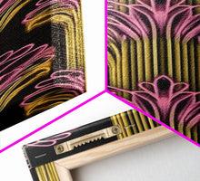 Load image into Gallery viewer, Art Deco Pattern Wall art - Framed Canvas Print - Art Deco - Black art - Bright colors - Pink & gold art - Office decor - Abstract nature