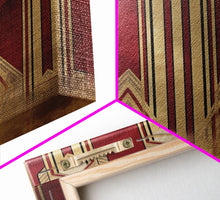 Load image into Gallery viewer, Art Deco Pattern Wall art - Framed Canvas Print - Art Deco - Abstract art - Gold & red art - Lines art - Living room art - Office decor