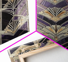 Load image into Gallery viewer, Art Deco Pattern Wall art, Framed Canvas Print, Art Deco, Pattern art, Yellow & purple art, Stained glass art, Abstract nature, Office decor