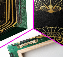 Carregar imagem no visualizador da galeria, Art Deco Wall art, Framed Canvas Print, Art Deco, Gold & green art, Living room art, Abstract art, Beautiful art, Colorful painting