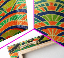 Load image into Gallery viewer, Art Deco Pattern Wall art, Framed Canvas Print, Art Deco, Wall art, Patterns art, Green colors art, Living room art, Colorful painting