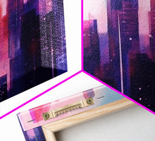 Load image into Gallery viewer, Buildings Wall Art - Framed Canvas Print - Original painting - Vaporwave Style - Watercolor colors - Pop Art Style - Living room art