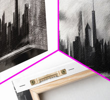 Carregar imagem no visualizador da galeria, Abstract City Art, Cityscape Wall Art, City Skyline Wall Art, Black And White Urban Art Print, Wall Decor, Panoramic, Wall Art, Canvas Print