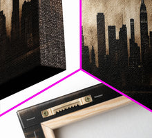 Cargar imagen en el visor de la galería, City Skyline Grunge Wall Art Canvas Print, City Art, Dark Urban Art, Large Urban Art Print, Wall Decor, Panoramic, Wall Art, Canvas Print