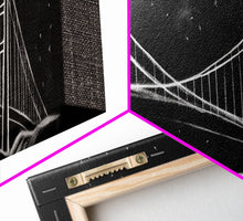 Load image into Gallery viewer, Black And White Suspension Bridge Canvas Print, Large Urban Art Print, Line Art, Chalk Wall Decor, Panoramic, Wall Art, Canvas Print