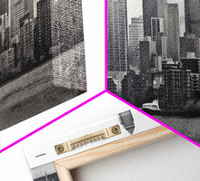 Cargar imagen en el visor de la galería, Cityscape Wall Art, City Skyline Wall Art, Black And White Large Art Print, Wall Decor, Framed Canvas, Panoramic, Wall Art, Canvas Print