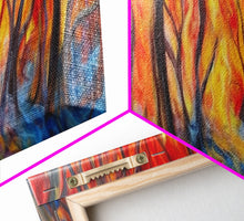 Carregar imagem no visualizador da galeria, Flames In The Woods Canvas Art Print, Forest Fire, Red Flame, Wall Decor, Framed Large Canvas Print, Panoramic, Wall Art, Canvas Print