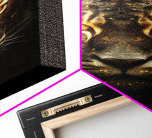 Carregar imagem no visualizador da galeria, Fire Eyed Tiger Portrait Art Print, Framed Wall Art, Canvas Print, Big Cat Art, Tiger Painting, Cosmic Tiger Print