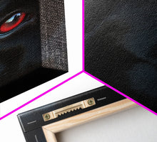 Load image into Gallery viewer, Animal Prints, Black Wolf With Red Eyes, Portrait Of A Wolf, Framed Canvas Print, Wolf Photography Art