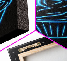 Load image into Gallery viewer, Blue Neon Lights Cupcake Wall Decor, Kitchen Wall Art, Glowing Art, Minimalist Print, Wall Decor, Canvas Print, Wall Art, Framed Canvas