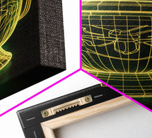 Carregar imagem no visualizador da galeria, 3D Trophy Wall Decor, Yellow Art Print, Glowing Art, Minimalist Print, Wall Decor, Canvas Print, Wall Art, Framed Canvas