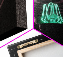 Carregar imagem no visualizador da galeria, 3D Light Bulb Wall Art, Neon Lights Art, Teal, Pink, Minimalist Print, Wall Decor, Canvas Print, Wall Art, Framed Canvas