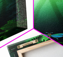 Load image into Gallery viewer, Dragonfly Wall Art, Nature Wall Decor, Woods, Trees, Green Art, Minimalist Print, Wall Decor, Canvas Print, Wall Art, Framed Canvas