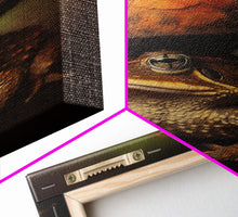 Load image into Gallery viewer, Frog Wall Art, Frog Wearing Witch Hat, Funny, Animal Wall Art, Nature, Modern Print, Wall Decor, Canvas Print, Wall Art, Framed Canvas