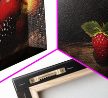 Carregar imagem no visualizador da galeria, Fruits Wall Art, Food Art, Strawberries, Peach, Kitchen Wall Decor, Panoramic Wall Decor, Canvas Print, Wall Art, Framed Canvas Art