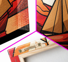 Carregar imagem no visualizador da galeria, Abstract Seascape Wall Art, Stained Glass Wall Decor, Sailboat Wall Art, Panoramic Wall Decor, Canvas Print, Wall Art, Framed Canvas Art