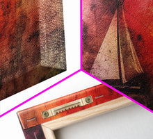 Carregar imagem no visualizador da galeria, Abstract Sailboat Wall Decor, Ocean Wall Art, Boat Wall Art, Red Wall Decor, Panoramic Wall Decor, Canvas Print, Wall Art, Framed Canvas Art