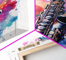 Load image into Gallery viewer, Alto Clarinet Wall Art, Musician Gift, Framed Canvas Print, Clarinet Print, Musical Instrument Art, Gift For Musician, Graffiti Music Art