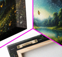 Load image into Gallery viewer, Enchanted Forest, Wildflower Meadow, Butterfly Art, Panoramic Art, Wall Art, Canvas Art, Landscape Art, Landscape Print, Nursery Wall Art