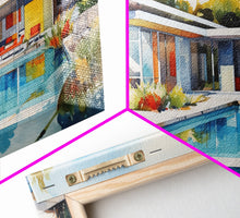Load image into Gallery viewer, Architecture Art, Midcentury Modern, House Portrait, Watercolor House, Panoramic Art, Wall Art, Canvas Art, Landscape Art, Realtor Gift