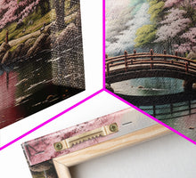 Cargar imagen en el visor de la galería, Cherry Blossoms, Japanese Wall Art, River Wall Art, Panoramic Art, Wall Art, Canvas Art, Landscape Art, Living Room Art, Tiny House Décor