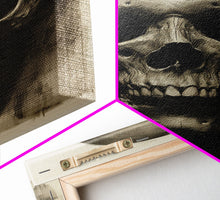 Cargar imagen en el visor de la galería, Charcoal Drawing, Gothic Art Print, Human Skull Decor, Canvas Print, Wall Art, Vertical Art, Entryway Prints, Wall Hanging, Birthday Gift