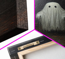 Carregar imagem no visualizador da galeria, Cute Lil Boo, Ghost Print, Halloween Canvas Art, Framed Canvas Print, Funny Halloween Decor, Ghost Art, Victorian Goth Art