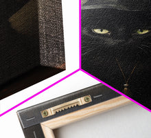 Carregar imagem no visualizador da galeria, Cute Witch's Familiar Cat Halloween Art, Cat Witch, Cat Painting, Cute Cat Print, Halloween Decor, Black Cat Print, Framed Canvas / Canvas