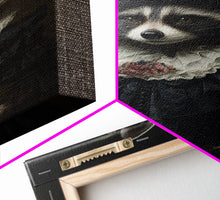 Carregar imagem no visualizador da galeria, Fancy Victorian Lady Racoon, Framed Canvas Print Or Canvas, Victorian Animal Print Oil Painting, Funny Halloween Decor