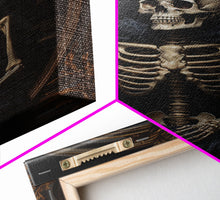 Carregar imagem no visualizador da galeria, Victorian Halloween Art, Floral Skeleton, Framed Canvas Print, Skeletal Art, Halloween Art Print, Halloween Decoration, Halloween Printables