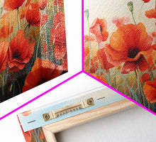 Load image into Gallery viewer, Beautiful Red Flowers, Wildflower Art, Framed Canvas Prints, 3 Piece Set, Triptych, Wall Art, Botanical Art, Floral Decor, Boho Style Art