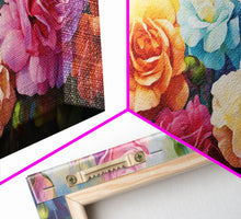 Load image into Gallery viewer, Beautiful Rose Art, Framed Canvas Print, Floral Art, Botanical Decor, Blue and Yellow Roses, 3 Piece Art Set