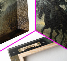 Load image into Gallery viewer, Ghost Cowboy Art, Framed Canvas Print, Halloween art, spooky decor, cowboy art, western decor, grim reaper on a horse in the desert