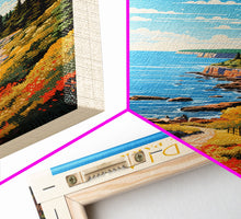Carregar imagem no visualizador da galeria, Acadia National Park Maine Travel Art, National Park Print, Minimalist Travel Art, Midcentury Modern Style Landscape Painting