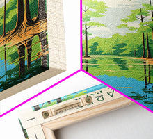 Cargar imagen en el visor de la galería, Congaree National Park Travel Poster Print, Canvas Print Wall Art, South Carolina Travel Art, Midcentury Modern Travel Decor