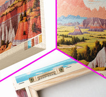 Carregar imagem no visualizador da galeria, Badlands National Park, Panoramic South Dakota Travel Art, National Park Print, Minimalist Travel Art, Midcentury Modern Style Landscape