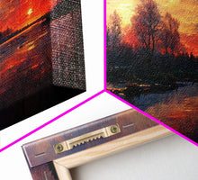 Carregar imagem no visualizador da galeria, Forest Sunset Wall Decor, Oil Painting Style, 3 Piece Wall Art, Ready To Hang Canvas Print, Cool Unique Living Room Wall Art Decor