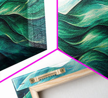 Load image into Gallery viewer, Emerald Green Wall Decor, Sea Green Ocean Waves Abstract, 3 Piece Canvas Decor, 3 Piece Wall Art, Ready To Hang Canvas Prints