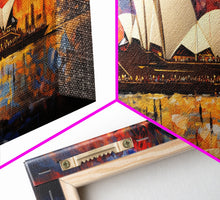 Carregar imagem no visualizador da galeria, Abstract Painting of the Sydney Opera House, Framed Canvas Print, Van Gogh Inspired Australia Art, Paint of Sydney