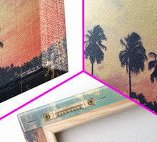 Load image into Gallery viewer, Distressed Old Photo Of Miami Beaches In the 1980s - Framed Canvas Print - Photography Print - Vaporwave Aesthetic Wall Art