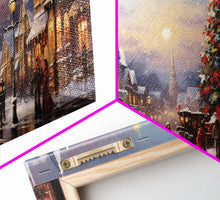 Cargar imagen en el visor de la galería, Christmas Tree In The Town Square - Winter Art - Christmas Gift Idea - Framed Canvas Print - Winter Wall Decor, Winter Print Christmas Decor