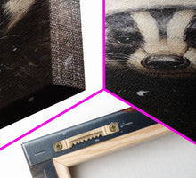 Carregar imagem no visualizador da galeria, Cute Christmas Badger In A Santa Hat, Framed Canvas Print, Christmas Art, Christmas Decor, Christmas Art Print, Christmas Wall Art