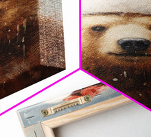 Load image into Gallery viewer, Cute Christmas Bear In A Santa Hat, Framed Canvas Print, Christmas Art, Christmas Decor, Christmas Art Print, Christmas Wall Art