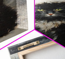 Load image into Gallery viewer, Black Christmas Cat Wearing A Santa Hat, Framed Canvas Print, Christmas Decor, Xmas Wall Art, Holiday Decor, Seasonal Wall Decor