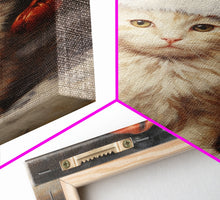 Cargar imagen en el visor de la galería, Christmas Cat In A Christmas Hat, Farmhouse Christmas, Farmhouse Decor, Framed Canvas Print, Seasonal Wall Art, Winter Decor, Christmas Art