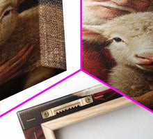 Carregar imagem no visualizador da galeria, Farmhouse Christmas Decor, Santa And A Little Sheep, Framed Canvas Print, Christmas Wall Art, Xmas Art, Christmas Art Print, Santa Decor