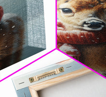 Carregar imagem no visualizador da galeria, Cute Christmas Deer - Farmhouse Christmas Decor - Fawn Dressed For Christmas - Xmas Decor - Christmas Wall Art- Holiday Decorations