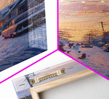 Load image into Gallery viewer, Cozy Neighborhood Christmas Evening with Snowmen and Festive Lights, Perfect for Framed Canvas Print and Holiday Wall Art