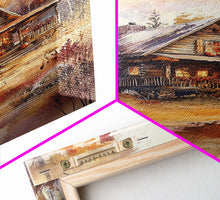 Load image into Gallery viewer, Beautiful Woods Cabin Framed Canvas Print, Extra Large Fall Decor, Mid Century Modern Autumn Wall Art, Modern Christmas