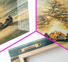 Cargar imagen en el visor de la galería, Christmas Beach Bonfire Framed Canvas Print, Christmas Painting Wall Art, Christmas Handmade Art, Best Gift Christmas Decor